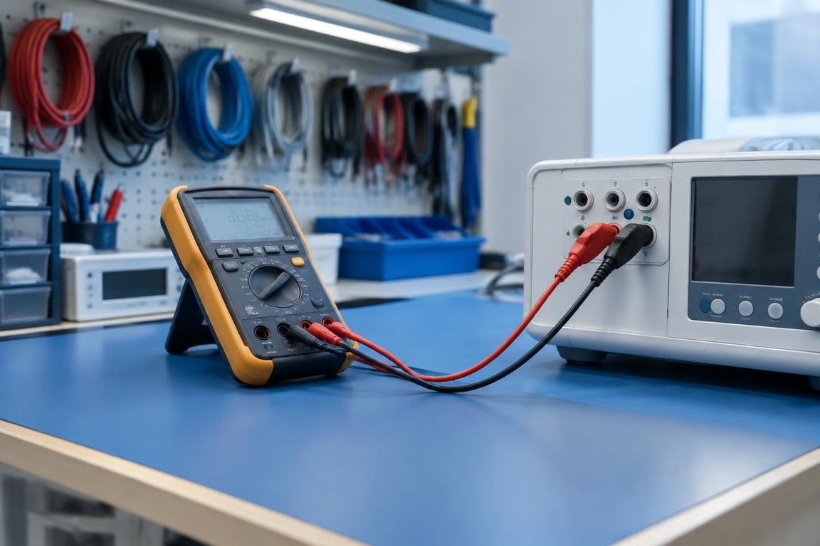 Technician performing an electrical safety test